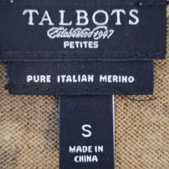 Talbots Petites Khaki Green Italian Merino Wool Button Front Cardigan - Size S - Picture 8 of 9